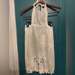 White Embroidered Apron 100% Cotton